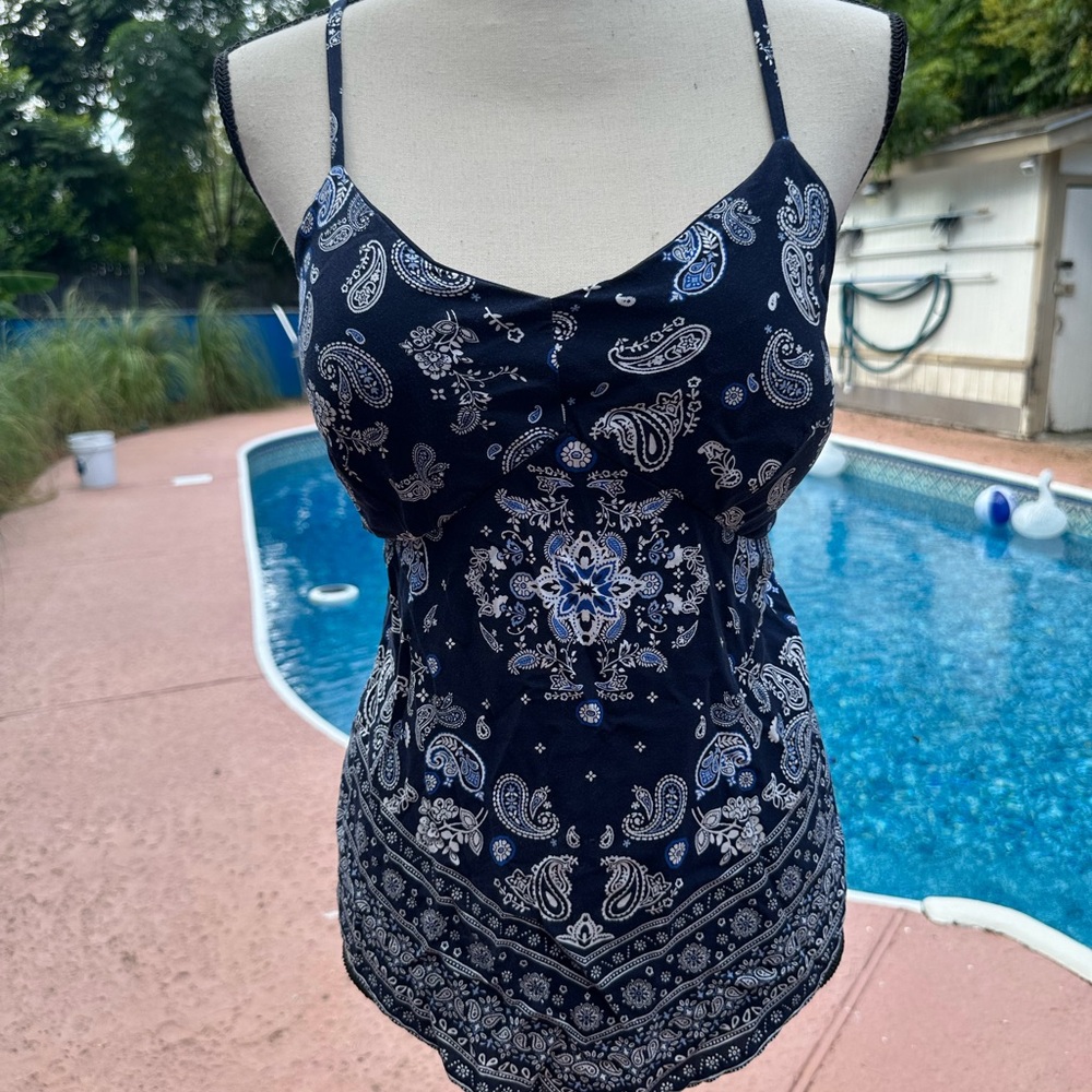 Paisley Print Women's Top - Black and White